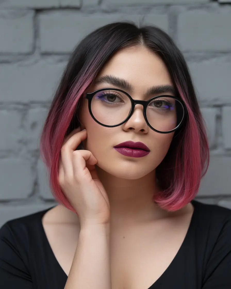 Fall Hair Colors for Cool Skin Tones Raspberry Melt Bob with Root Fade