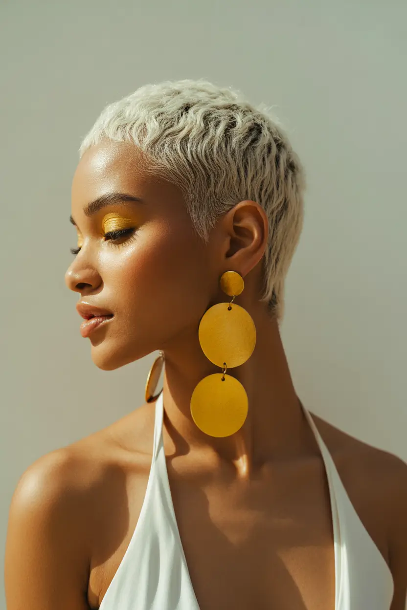 Fall haircut Textured Buzz Blonde for Bold Autumn Days