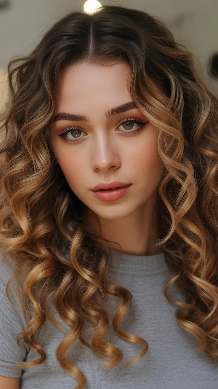 Fall haircut Caramel Ringlets with Volume Drama