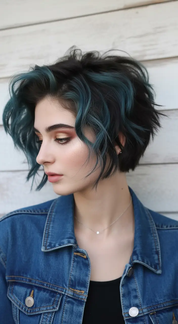 Fall haircut Denim Blue Textured Bob