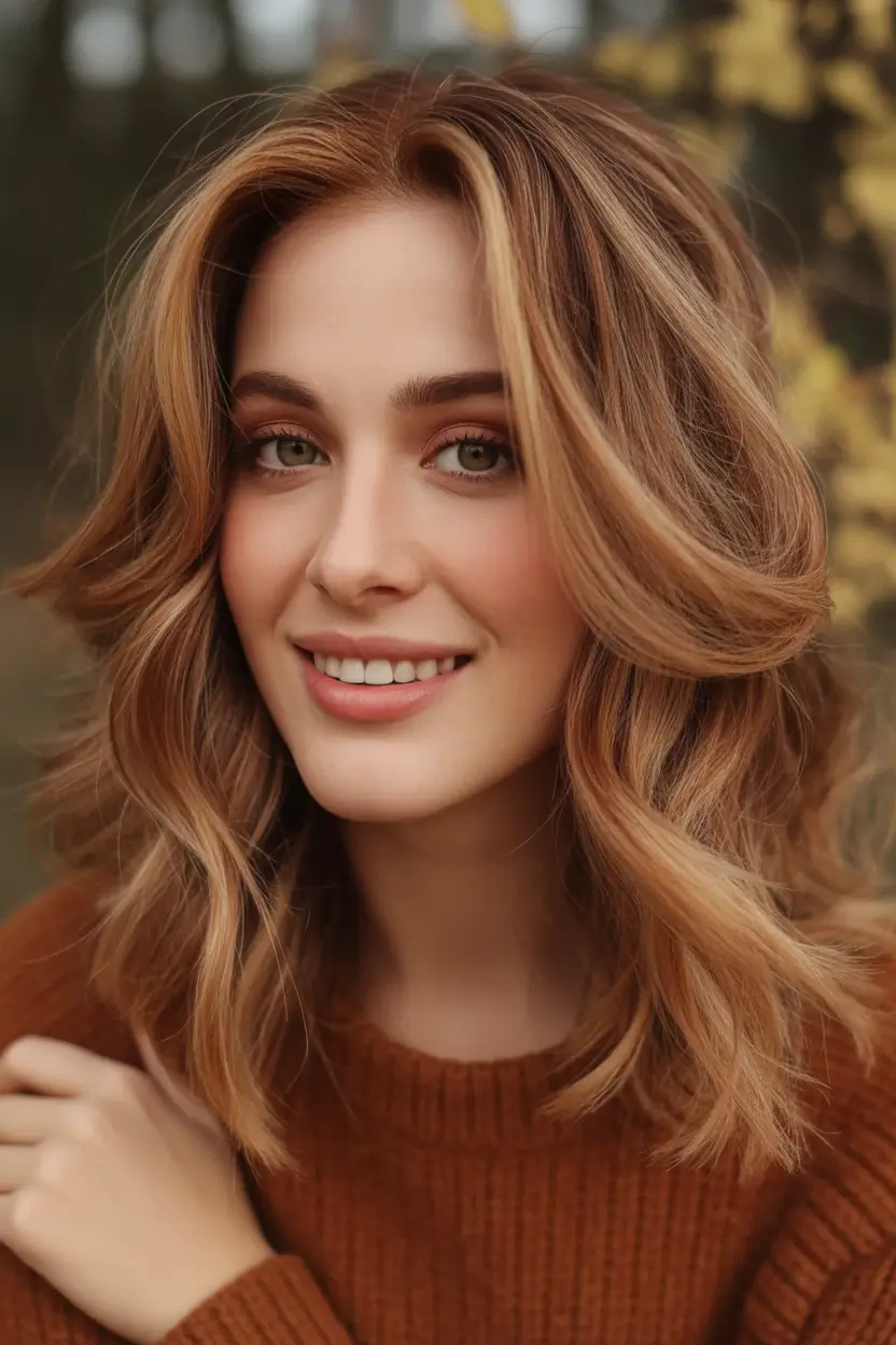 Fall haircut Golden Cider Volume Waves