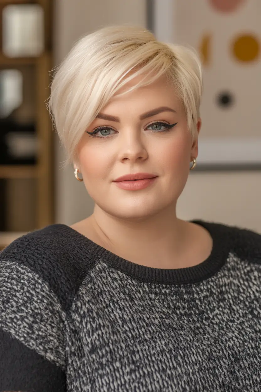 Fall haircuts for plus size women Asymmetrical Icy Blonde Pixie