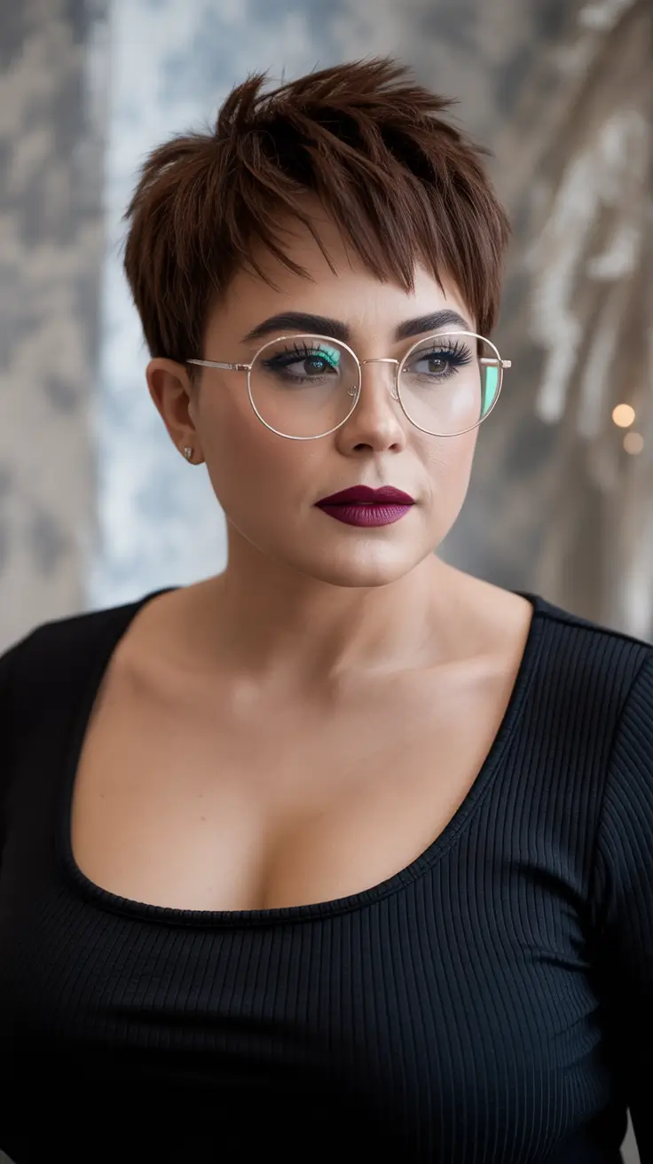 Fall haircuts for plus size women Micro-Layered Textured Pixie with Fringe