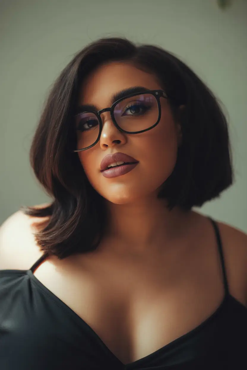 Fall haircuts for plus size women Glossy Bob with Tucked Ends