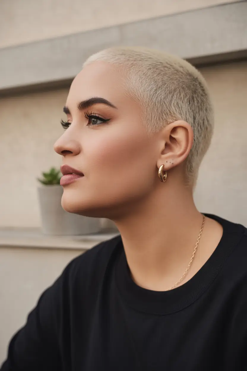 Fall haircuts for plus size women Buzzed Platinum Blonde with Clean Fade