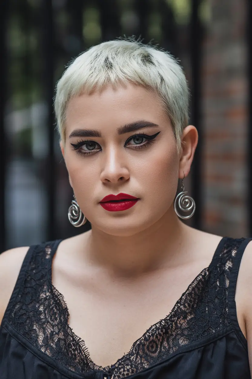 Fall haircuts for plus size women Bleached Micro Pixie with Tapered Texture