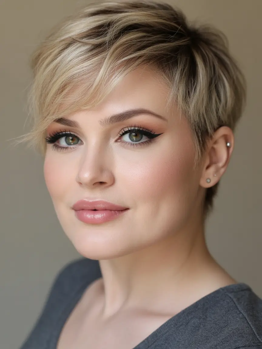 Fall haircuts for plus size women Textured Blonde Crop with Soft Side Fringe