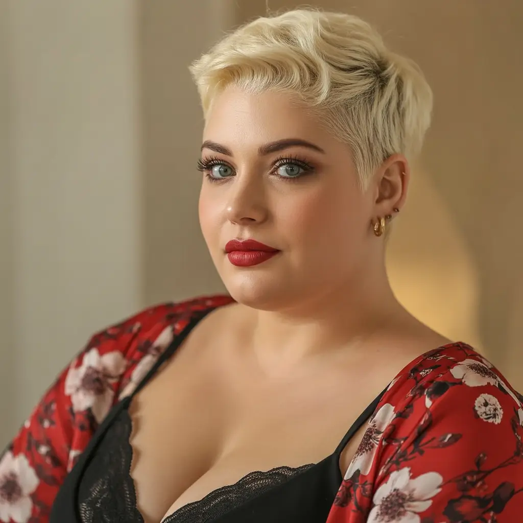Fall haircuts for plus size women Retro-Inspired Platinum Pixie
