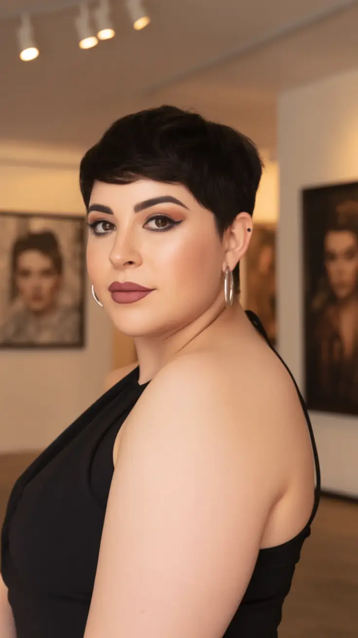 Fall haircuts for plus size women Velvety Cropped Pixie with Side Texture