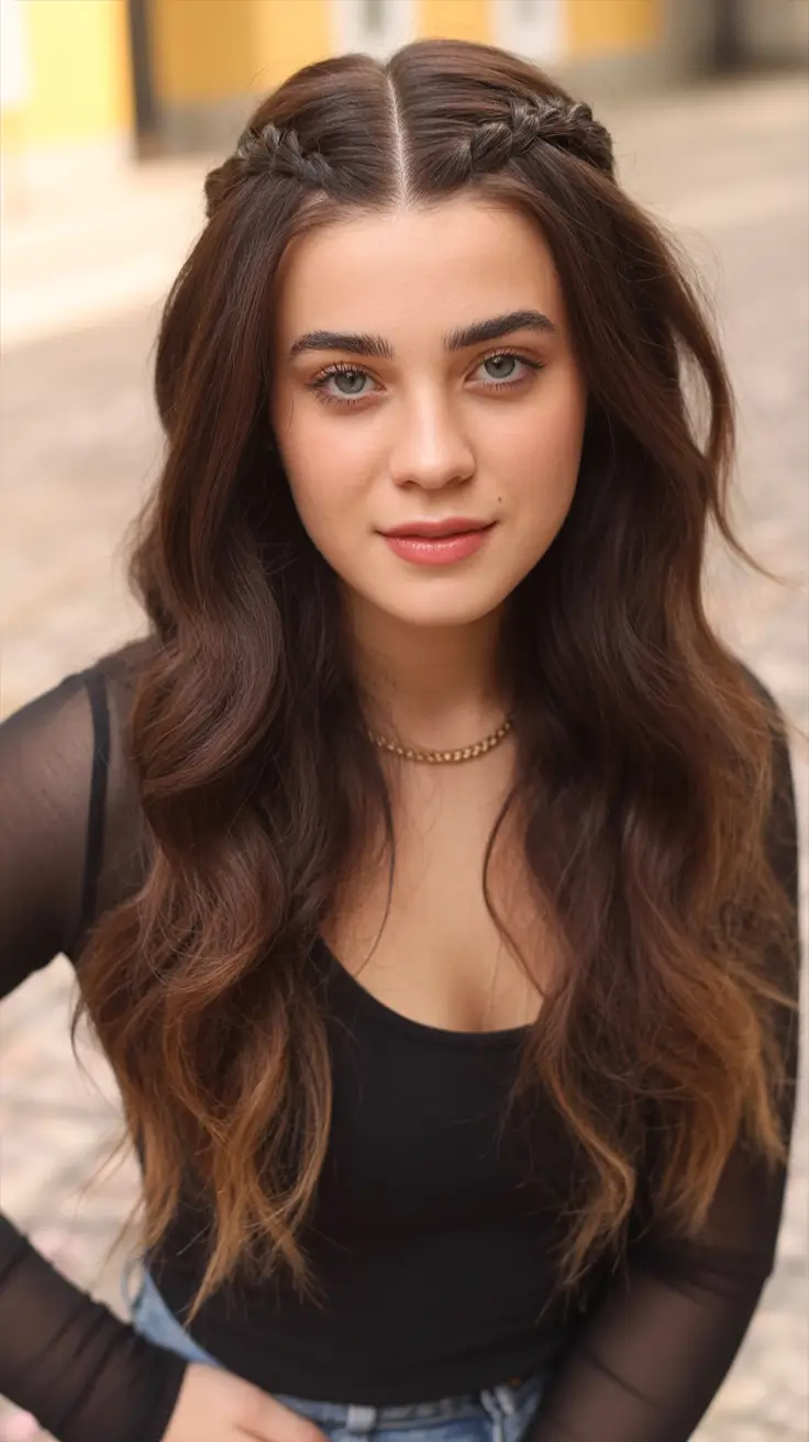 easy fall hairstyles Half-Up Twisted Crown Braids