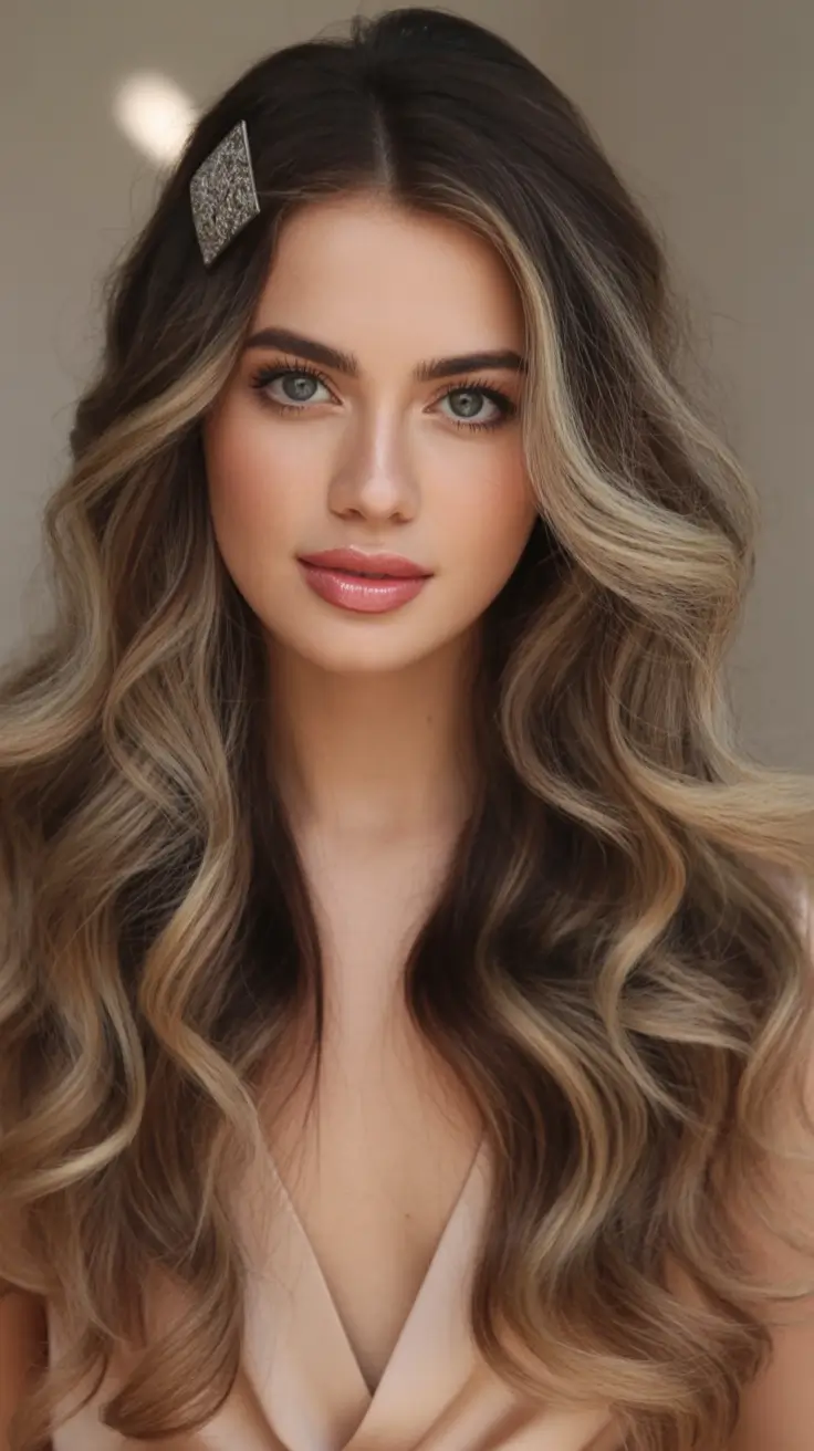 easy fall hairstyles Soft Glam Waves with Vintage Hair Clip