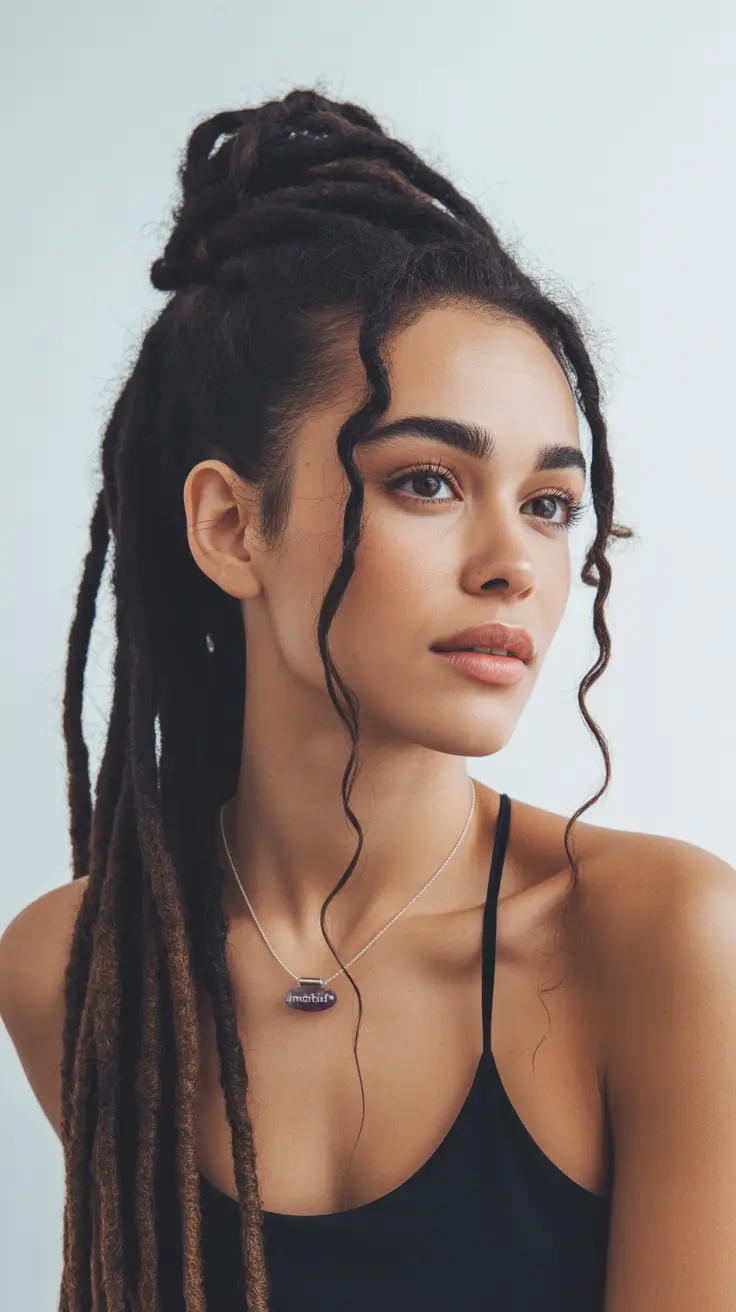 easy fall hairstyles Wrapped Loc Bun with Defined Edges