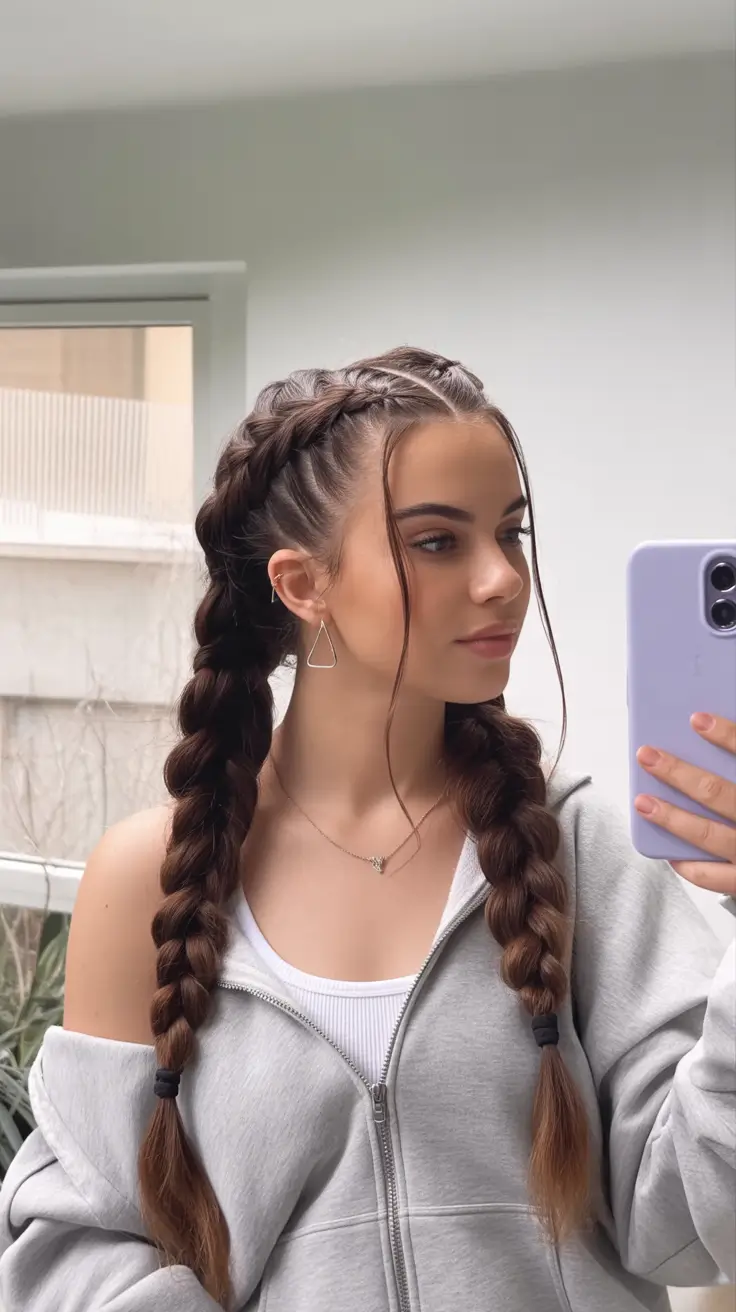 easy fall hairstyles Sporty Dutch Braids With a Twist