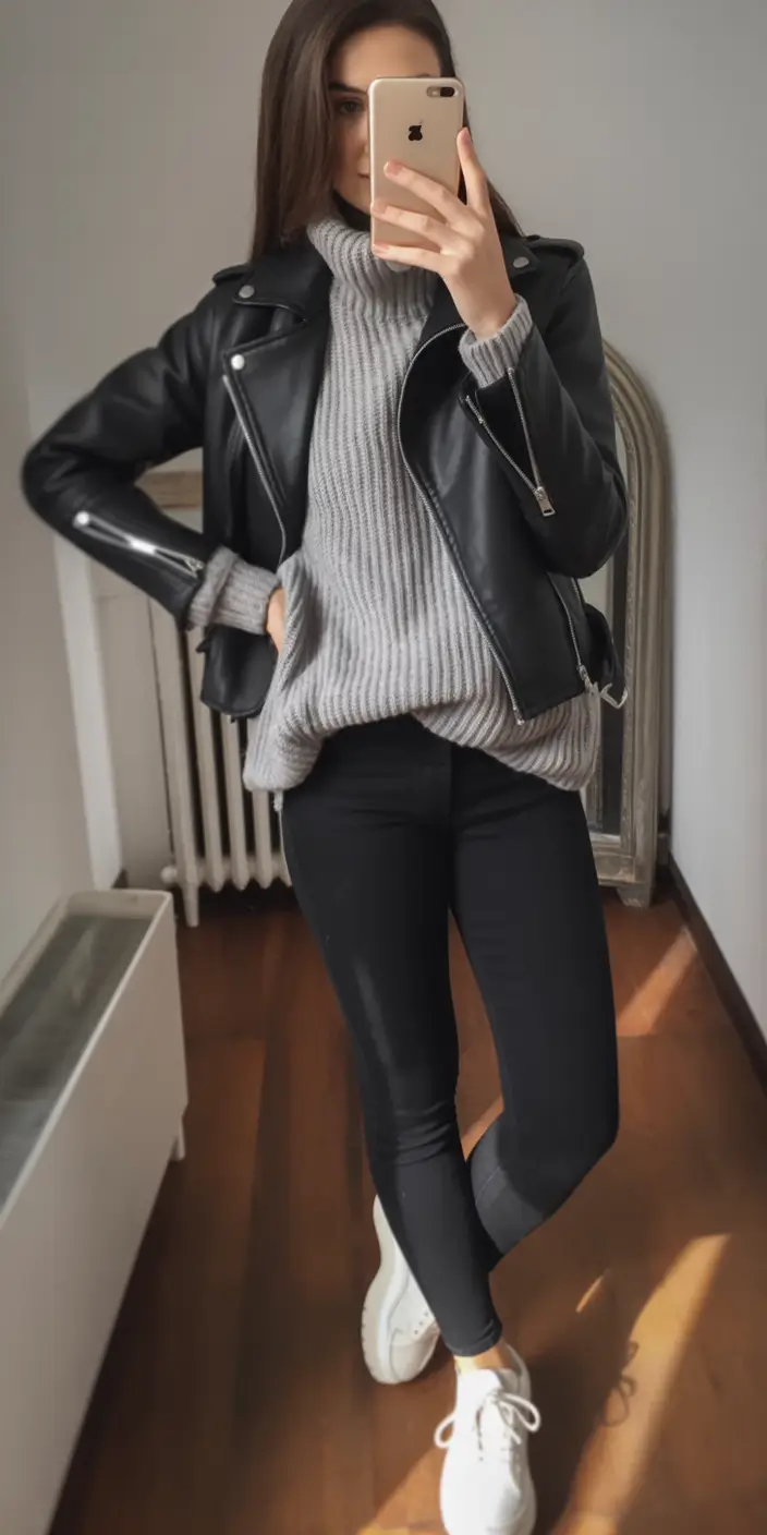 simple casual fall outfits Downtown Edge Meets Cozy Cool