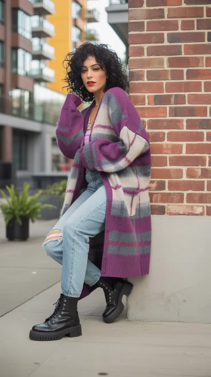 simple casual fall outfits Purple Mood with a Retro Spin