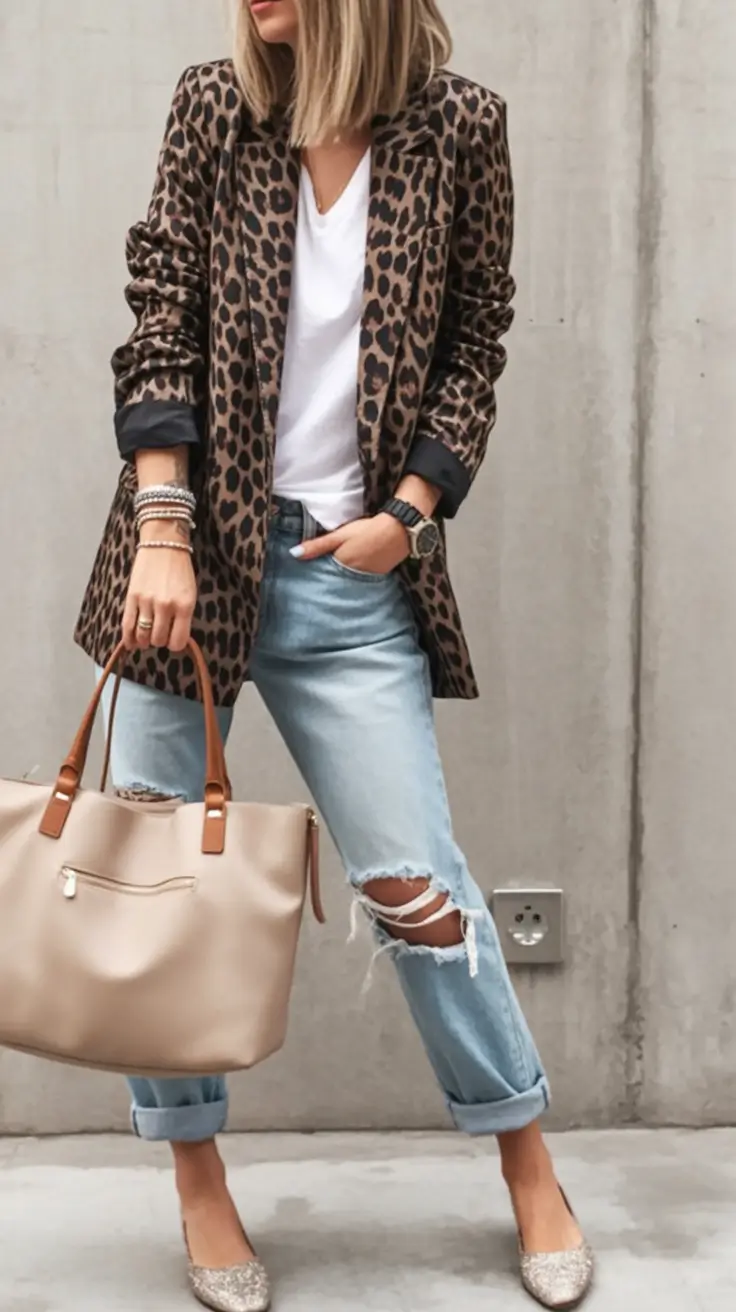 simple casual fall outfits Leopard Layers & Downtown Cool