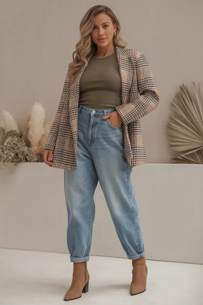 simple casual fall outfits Warm Neutrals & Tailored Denim Ease