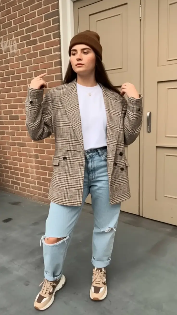 simple casual fall outfits Off-Duty Blazer Girl