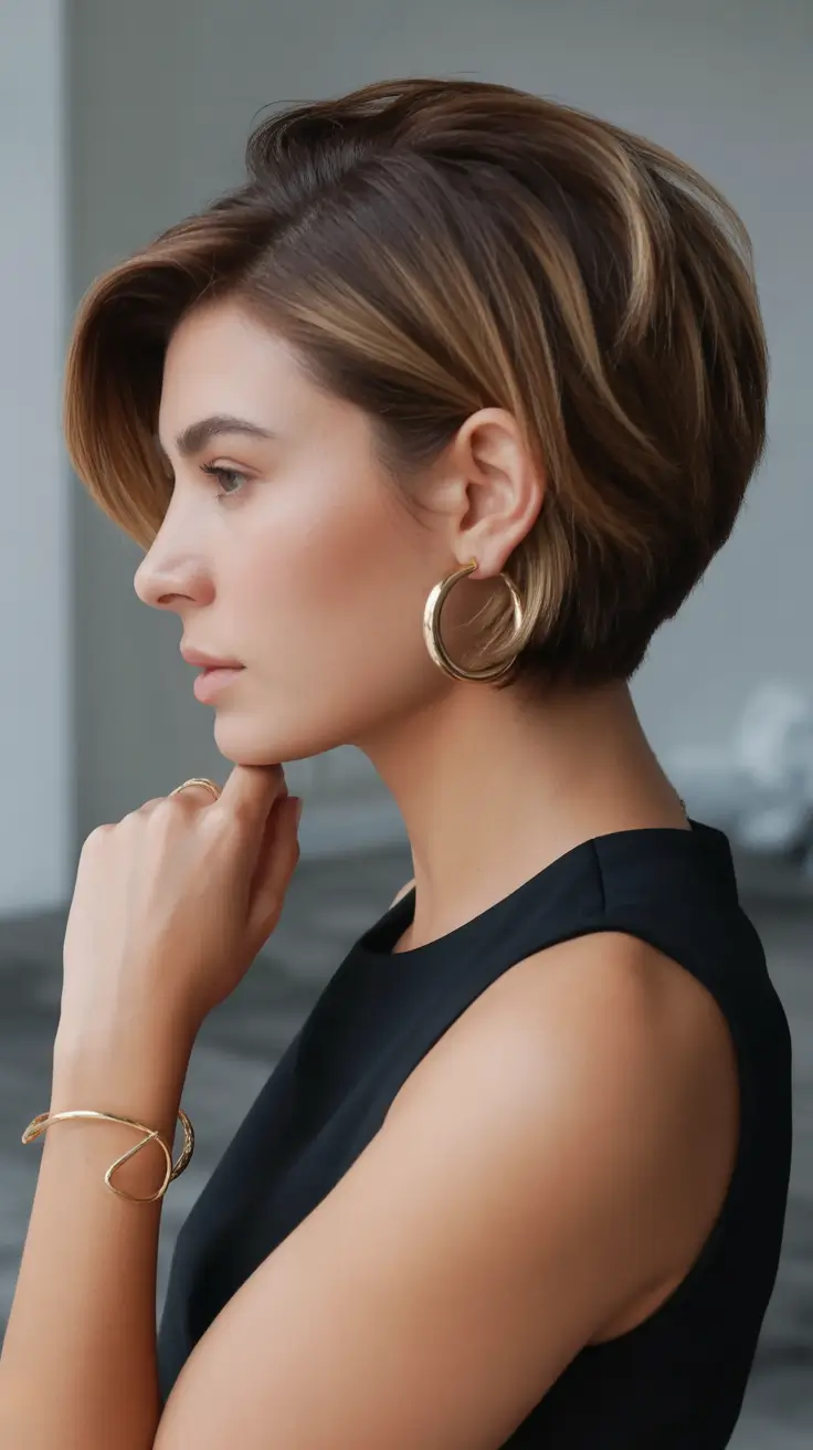 Fall bob haircut Short Sculpted Brunette Bob with Volume
