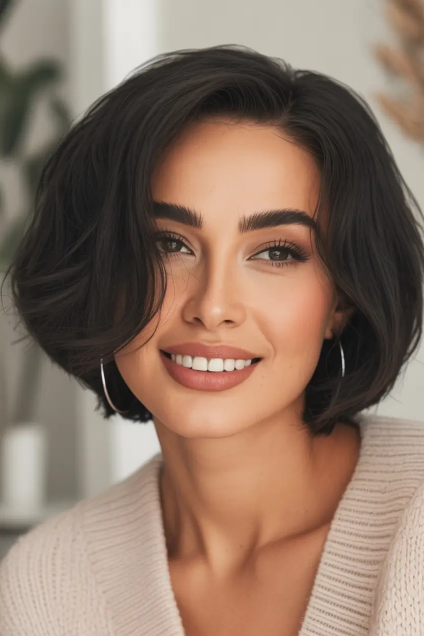 Fall bob haircut Bouncy Brunette Bob with Flowy Volume