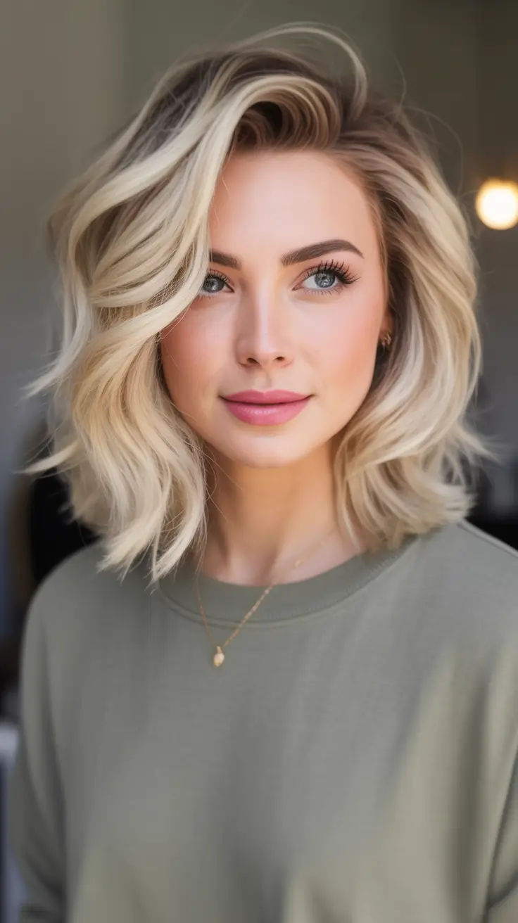 Fall bob haircut Layered Honey Blonde with Tousled Body