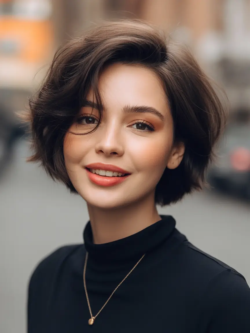 Fall bob haircut Soft Mushroom Brunette with Effortless Flip