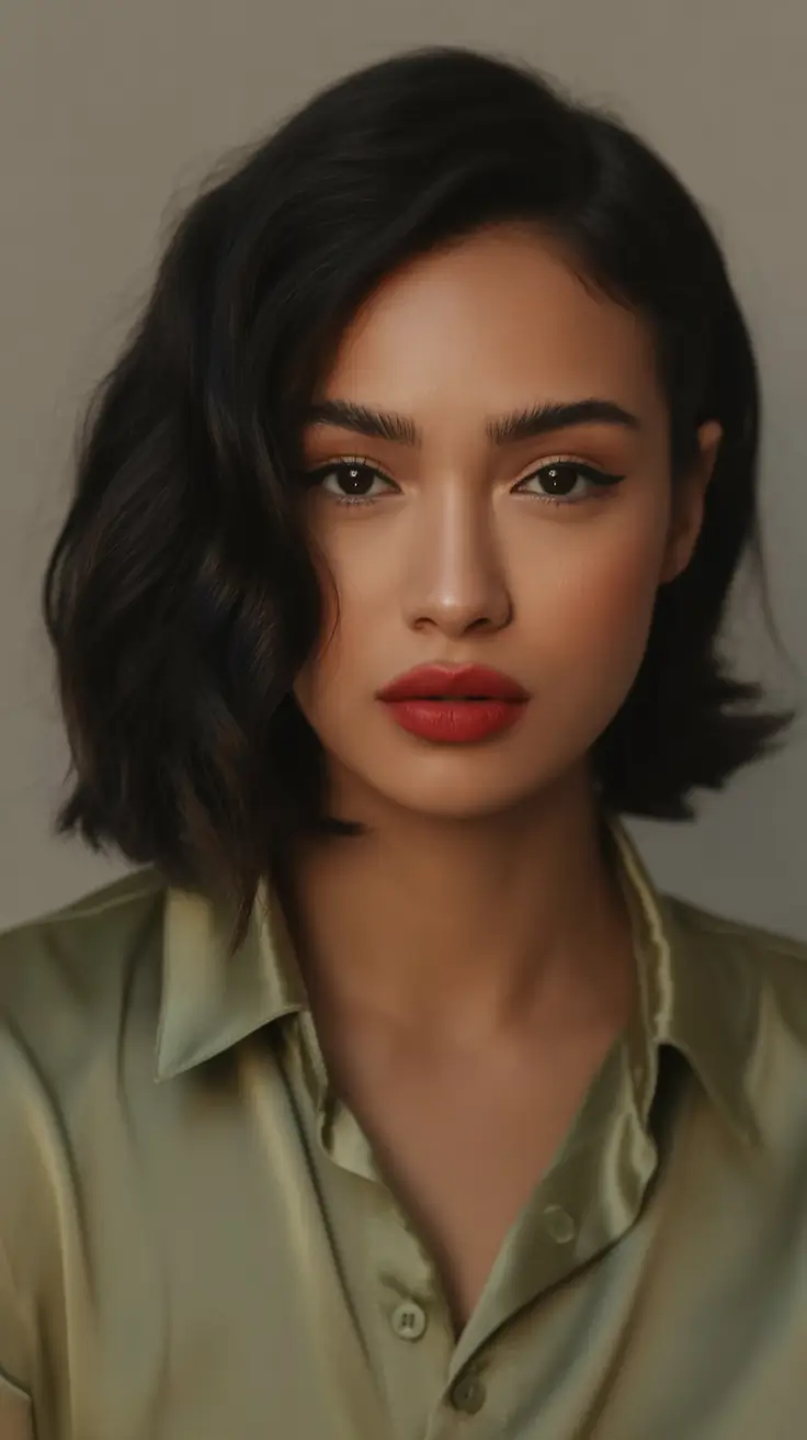Fall bob haircut Deep Mocha Wave with Subtle S-Waves