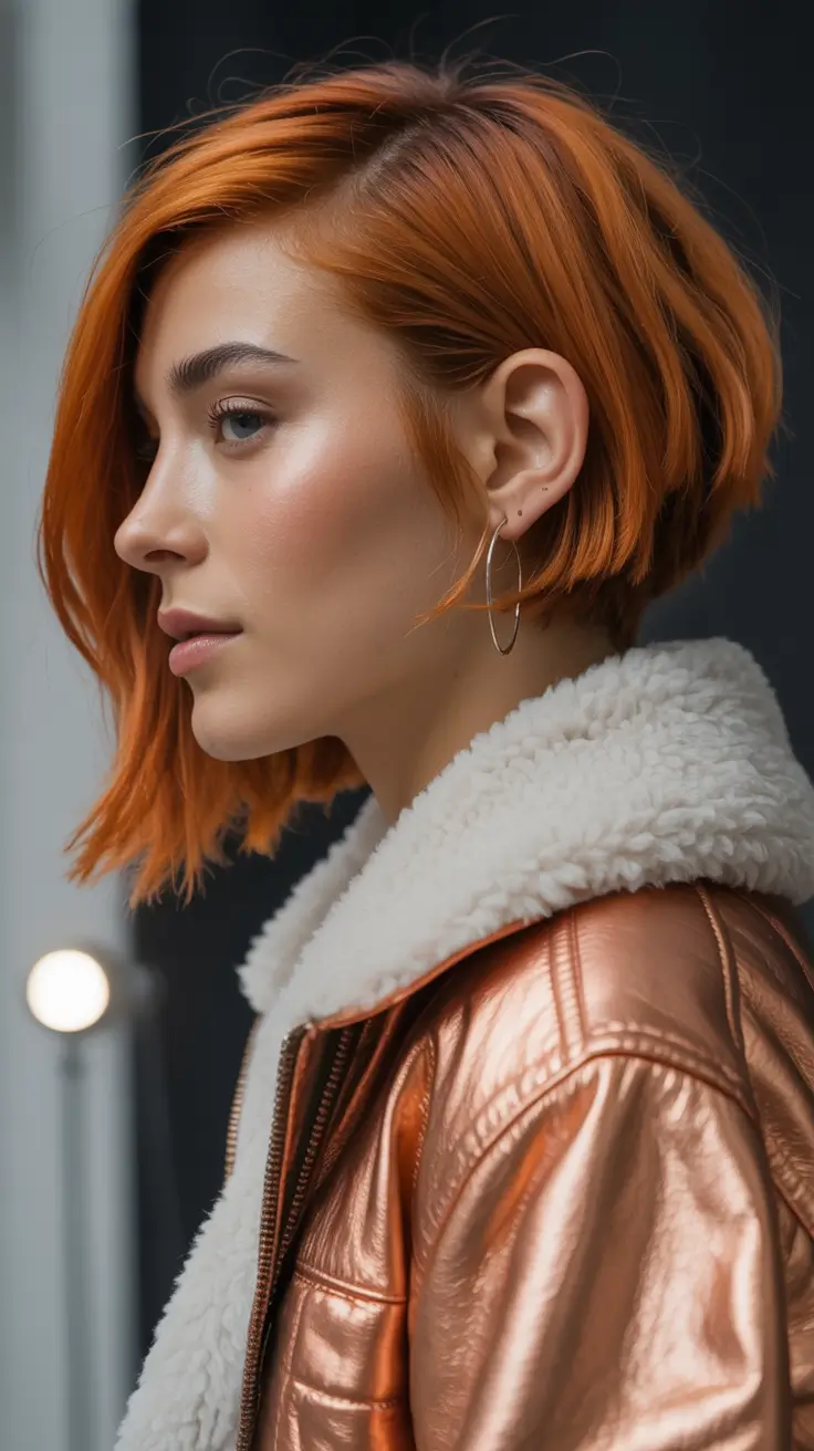 Fall bob haircut Layered Pumpkin Spice Bob