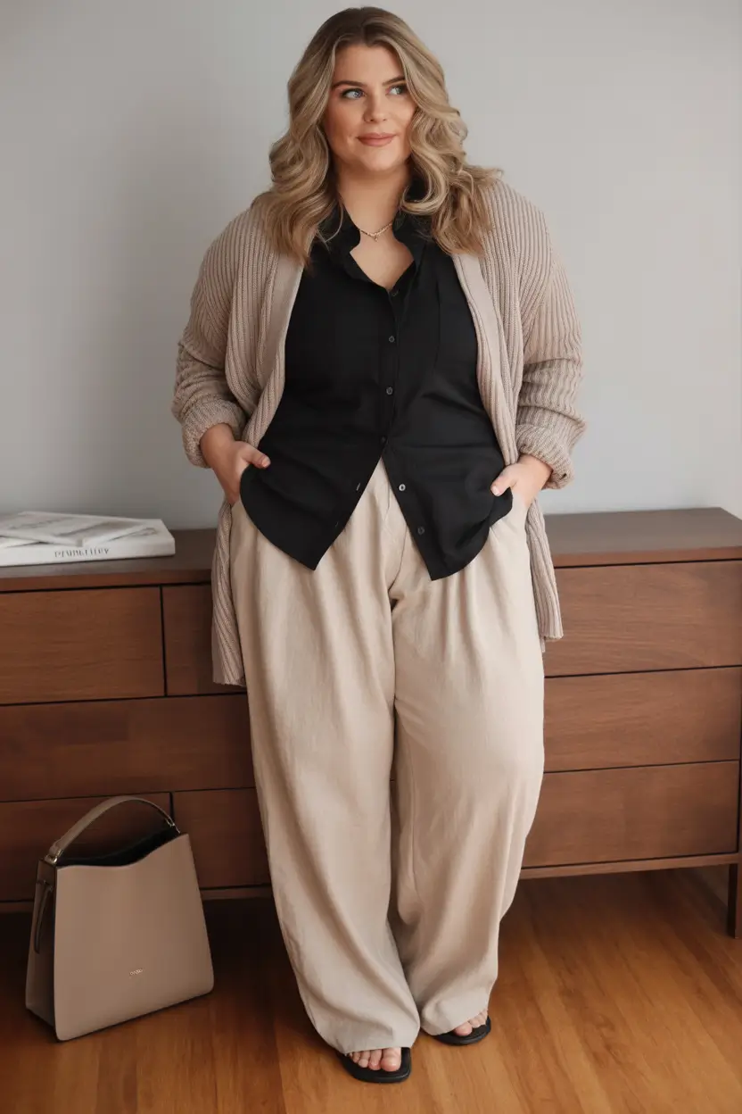 fall plus size capsule wardrobe Soft Neutrals for the Cozy-Minded