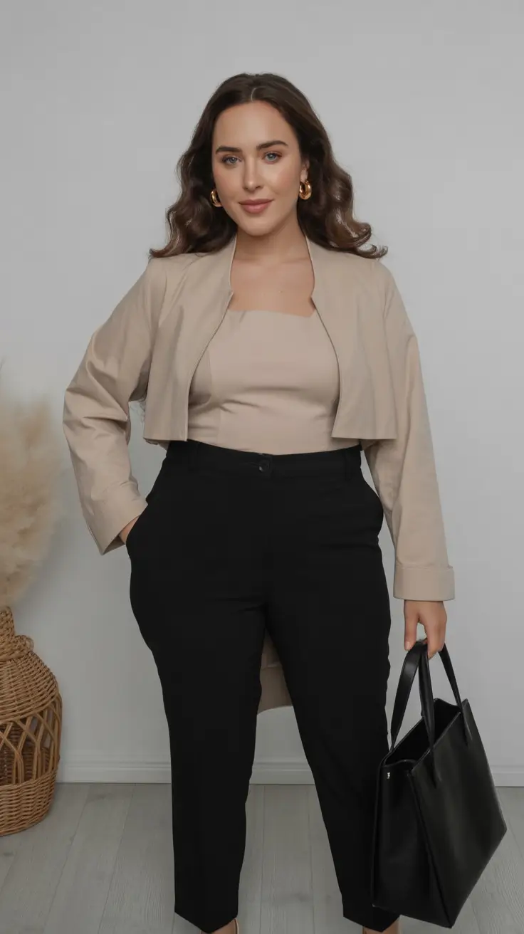 fall plus size capsule wardrobe Modern Power Minimalism in Neutrals