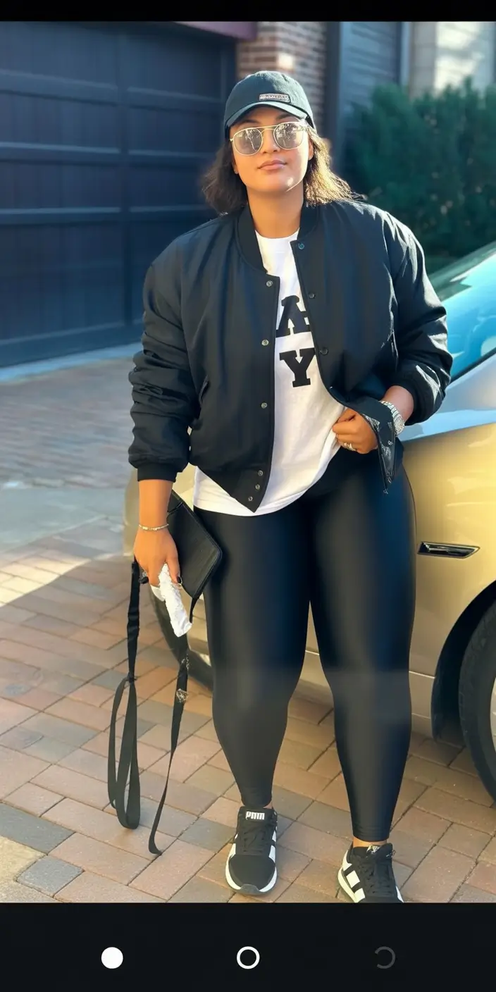 fall plus size capsule wardrobe Street Style Cool with Athletic Edge