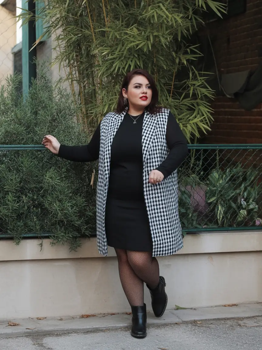 fall plus size capsule wardrobe Monochrome Power with a Twist