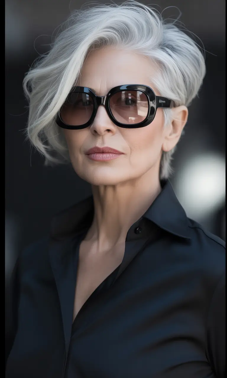 Fall hair color and hairstyles for women over 50 Silver Glamour With Side-Swept Volume