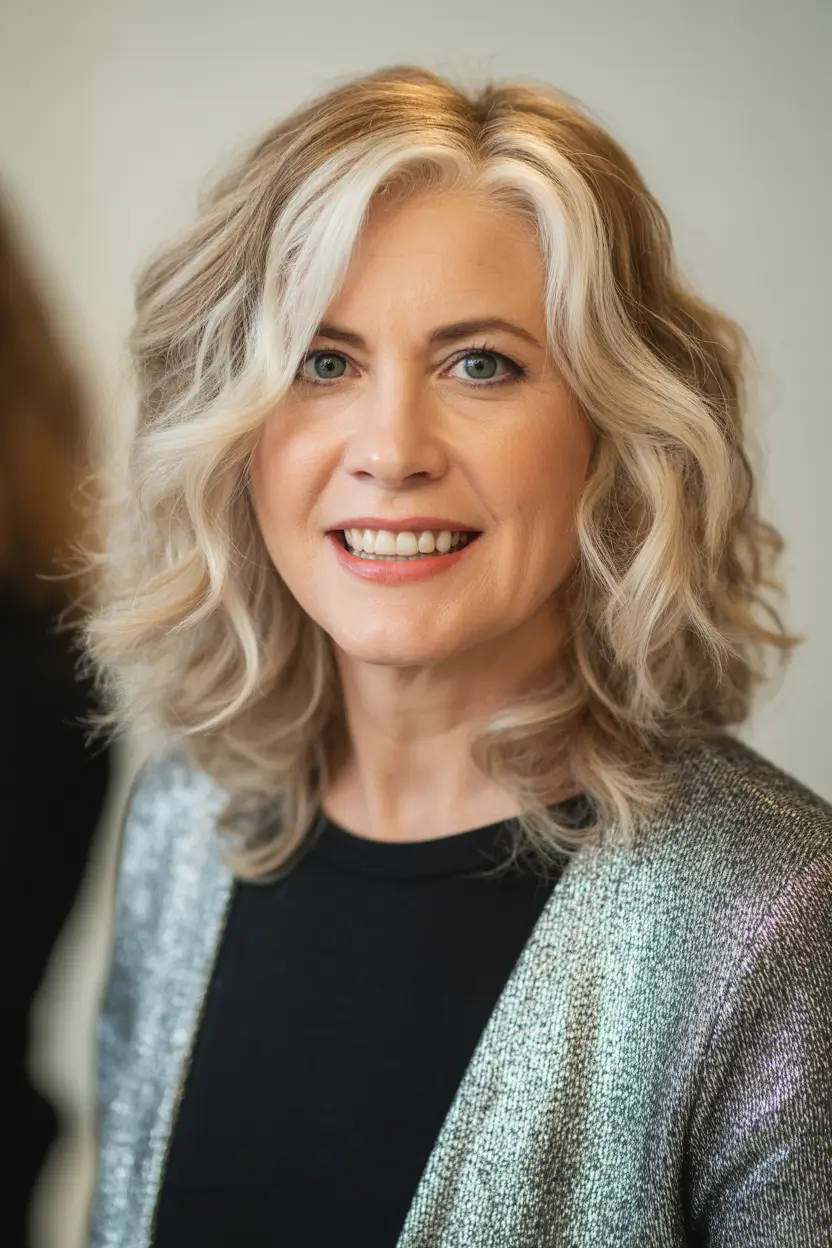 Fall hair color and hairstyles for women over 50 Beachy Cool-Toned Blonde With Bright Face-Frame