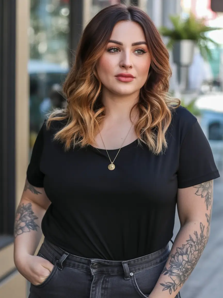 Fall hair color and hairstyles for women over 50 Soft Brunette to Honey Ombre for Effortless Glam