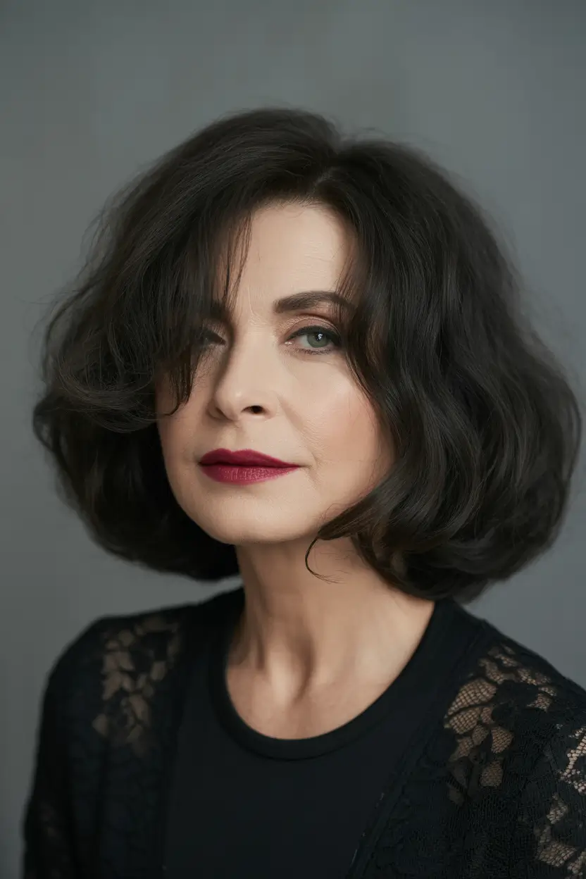 Fall hair color and hairstyles for women over 50 Classic Espresso Bob With Soft Movement
