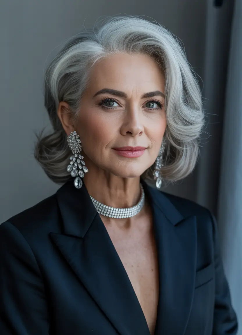 Fall hair color and hairstyles for women over 60 Hollywood Silver for the Glam Hour
