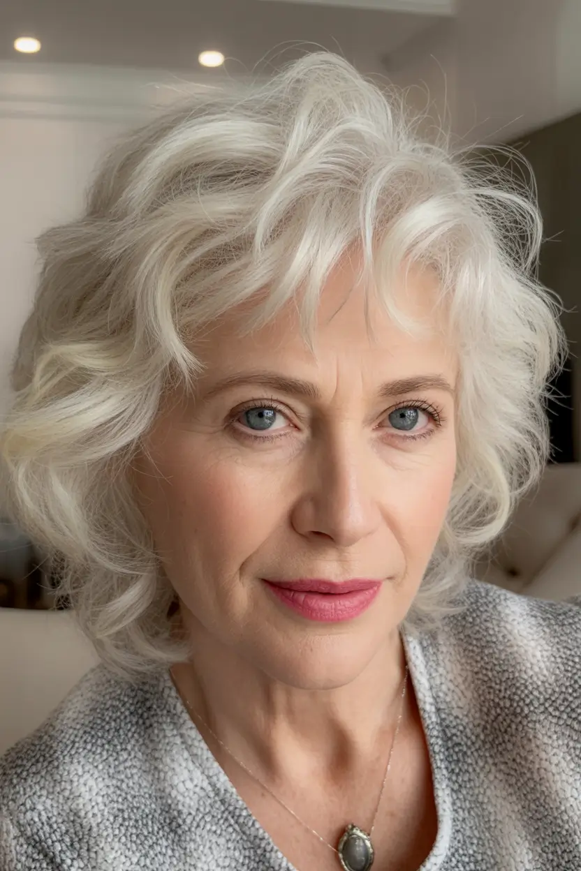 Fall hair color and hairstyles for women over 60 Windblown Icy Layers