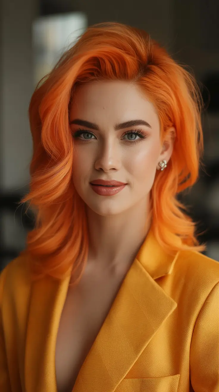 Fall hair color and hairstyles for women over 40+Fire-Orange Waves for a Fearless Mood