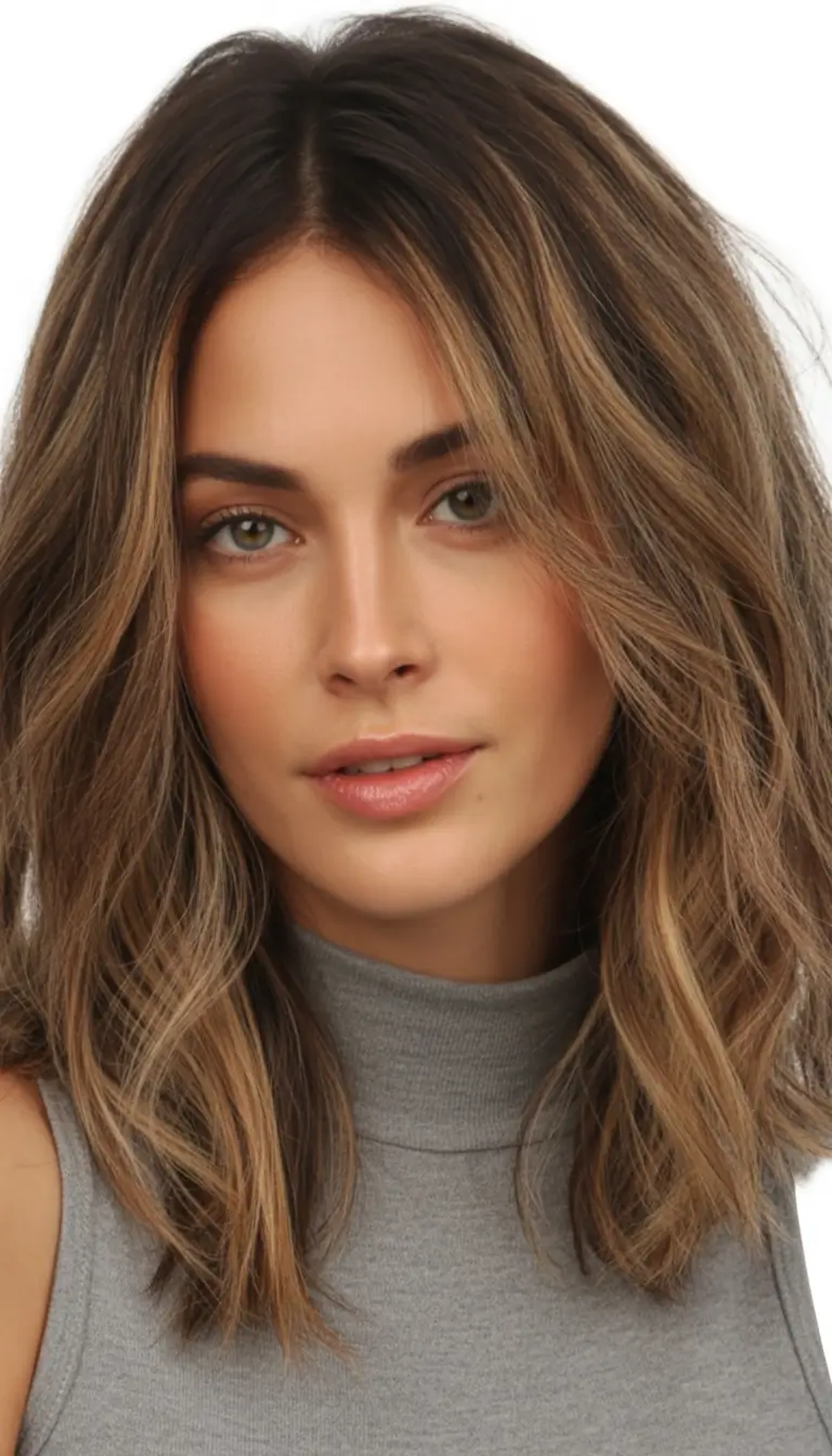 Fall hair color and hairstyles for women over 40+Smoky Walnut Brunette with Subtle Highlights