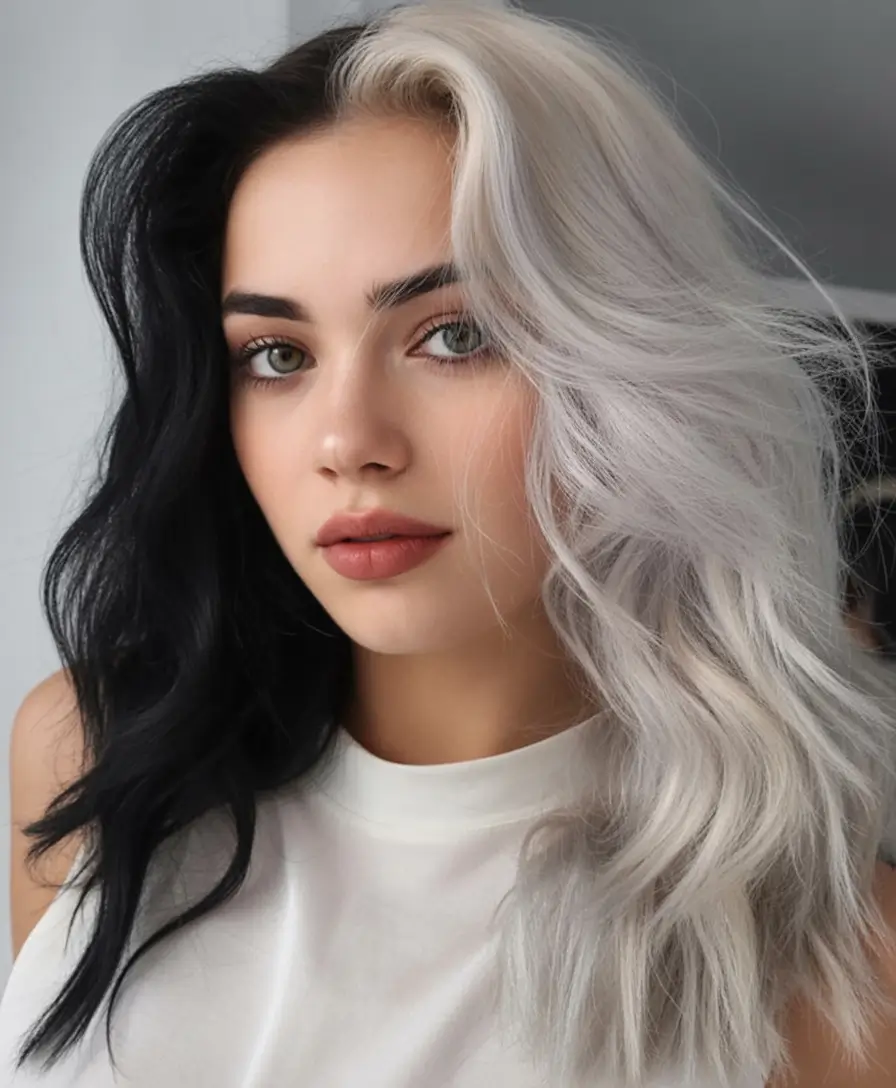 fall hairstyles and colors Black and Platinum Drama: The Two-Tone Moment