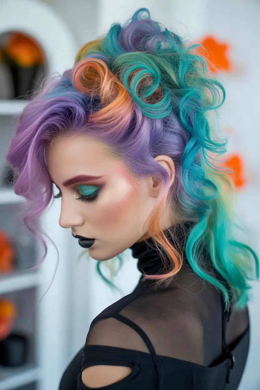 fall hairstyles and colors Pastel Galaxy Curls with Punk Volume