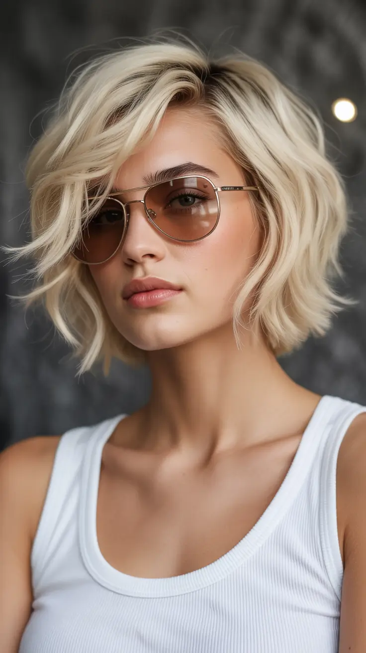 fall hairstyles and colors Choppy Blonde Bob with Soft Texture