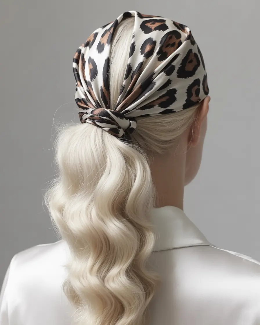 fall hairstyles and colors Satin Scarf Pony with Retro Waves