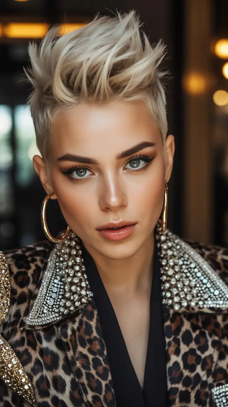 fall hairstyles and colors Textured Platinum Pixie Cut
