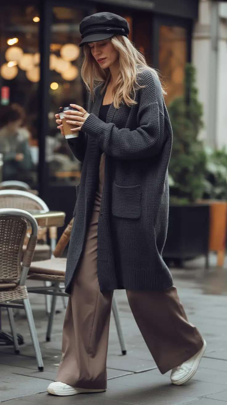 midsize fall outfits Chic Coffee Run in Oversized Layers