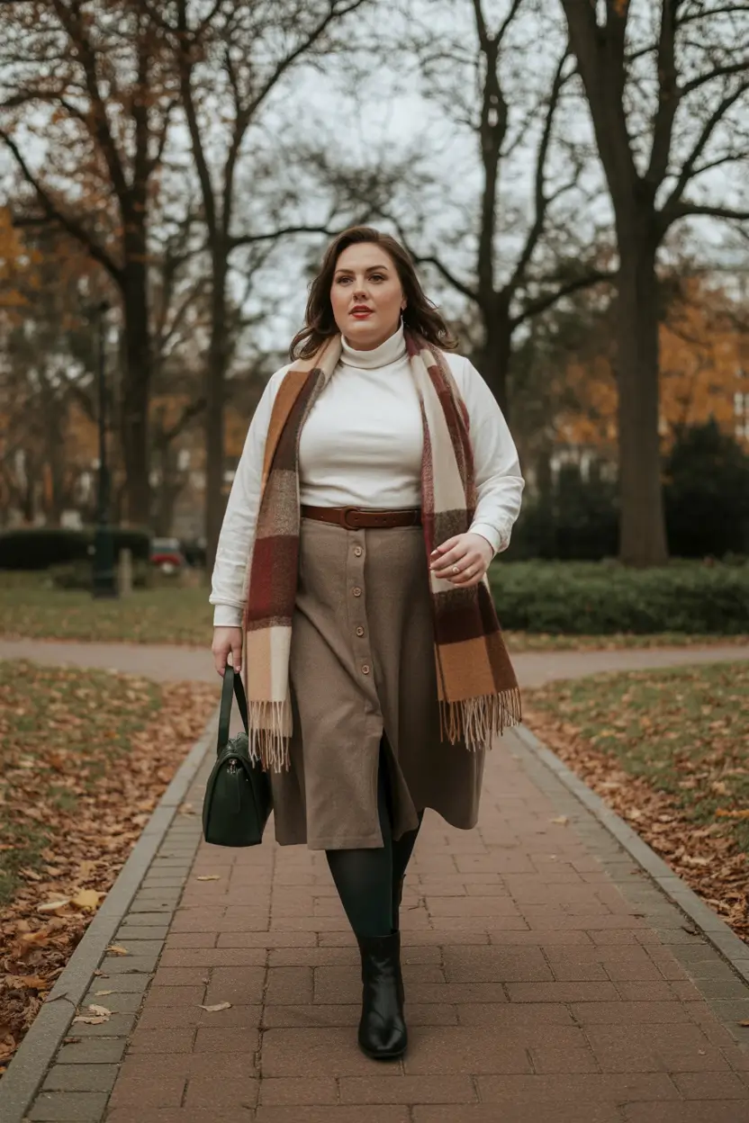 midsize fall outfits Vintage Cozy: Belted Midi & Earth Tones