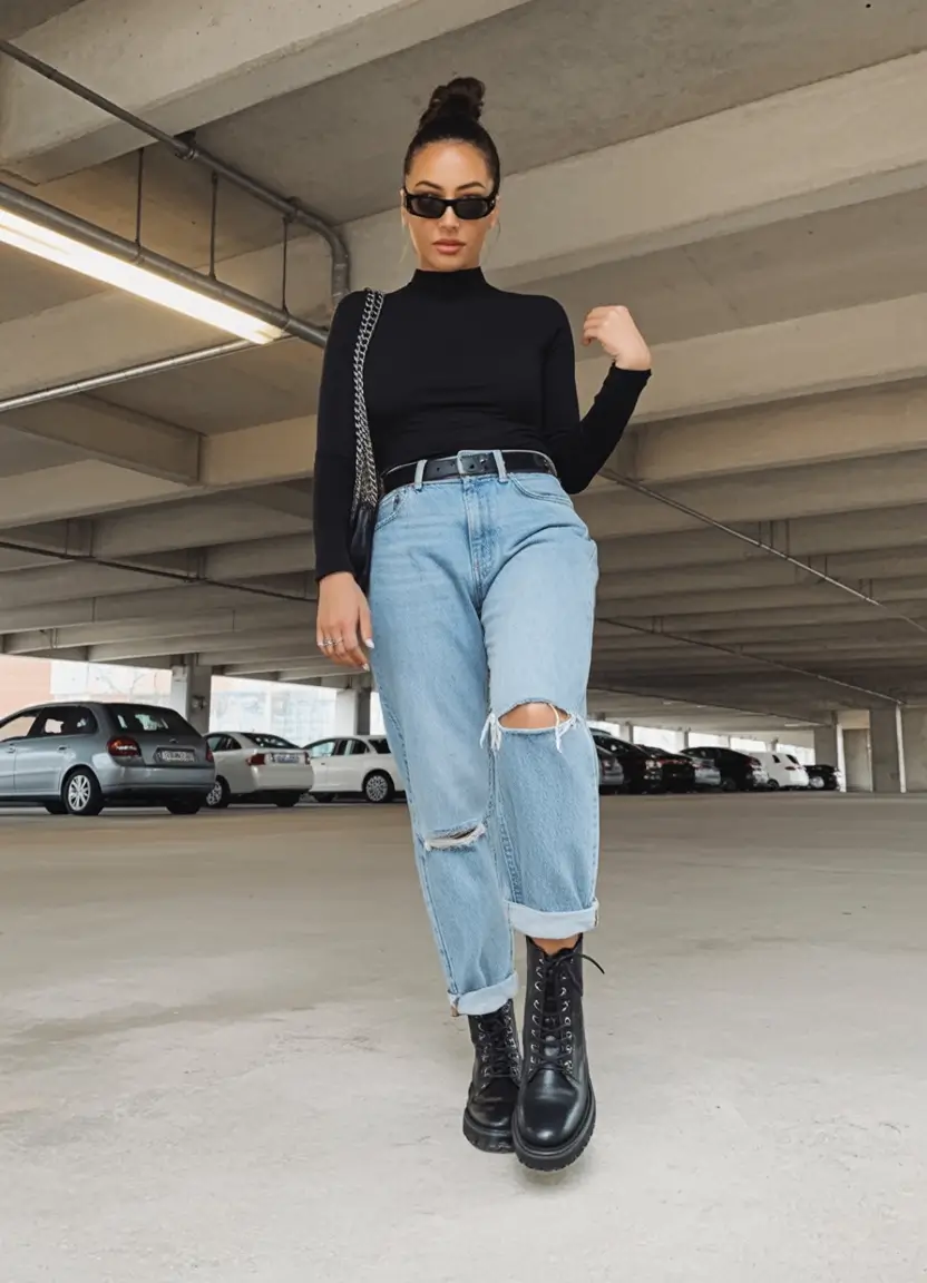 midsize fall outfits Cool-Girl Denim With Attitude