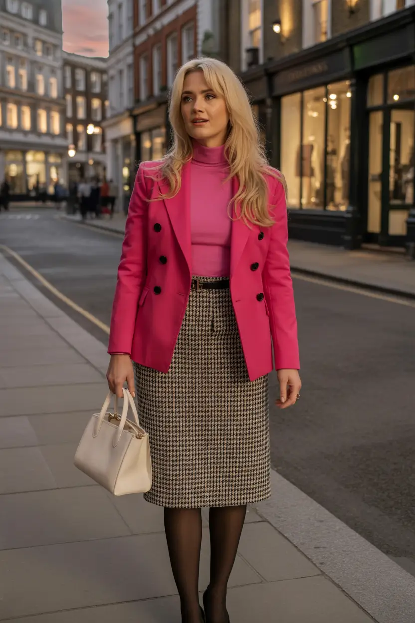 fall business casual outfits for men+Pink Power With Classic Tweed
