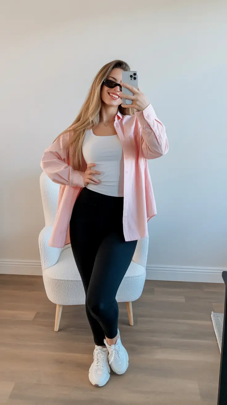 mom-outfits-for-fall-Pink Pop With Classic Black Base